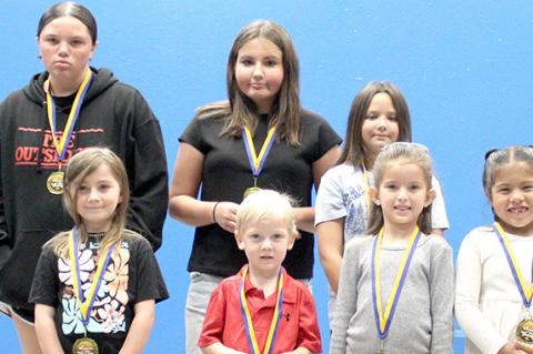 NOVEMBER STUDENTS OF THE MONTH - Back row: Jaylee Griffin, Gracey Gasaway, Kennedi Black, Joshua Gutierrez; Front row: Billye Gann, Fyndlee Mudd, Baylor Thronebury, Navaeh Larney