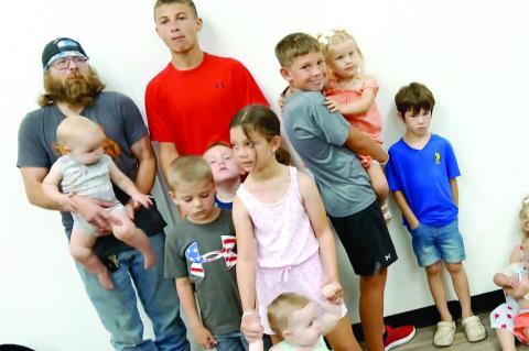 3RD COUSINS PICTURES Left to right are: (floor) Brinlee and Hunter Dean. (front) Jaxon, Renlie Cheek, Laken Dean. (back) Carter Ingram, Rhett Cheek, Kota Ragsdale, Ryker Cheek, Bindie Cheek, Kayden.