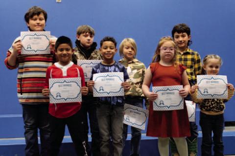 MOSS STUDENTS EARN AWARDS FOR BEST MANNERS - Kayden Armstrong, Joshue Gutierrez, Hunter Brown, Syncere Ramsey, Knox Harris, Aubri Flick, Sam Pipkin, and Roslynn Story