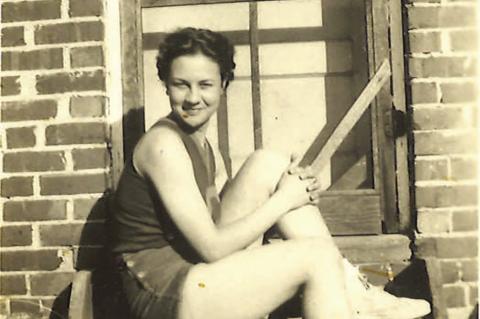 Wilola Reese, Calvin High basketball team 1936-- 37. (sitting in back of Bill and Dorothy Reese’s Quick Lunch Cafe when it was across the street from Hundley’s Store)