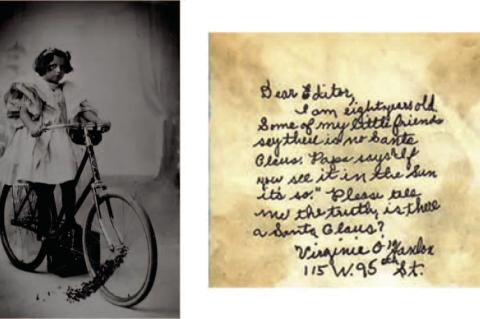 Virginia O’Hanlon (circa 1895) and her handwritten letter “Is There a Santa Claus?,” 1897. Public Domain