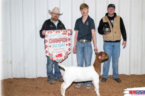 Moss FFA Member Diesel Cook earned Reserve Grand Champion Doe