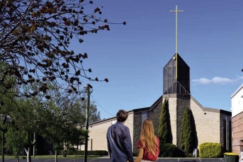 LOCAL COUPLE SEARCHING FOR CHURCH WHERE NO ONE WILL USE THE PHRASE ‘LOVE ON YOU’