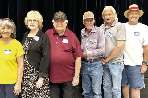 ENJOYING THIS YEARS GATHERING FROM THE CLASS OF 1965... Abigail Herod Wesley, Lois Brown Wright, Terry James Wright, George Cromp. John Kibby (68), and Emmitt Leftwich.