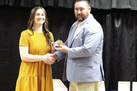 Andi Winningham - Girls Basketball MVP Award presented by her father, Jared Winningham Calvin School Superintendent
