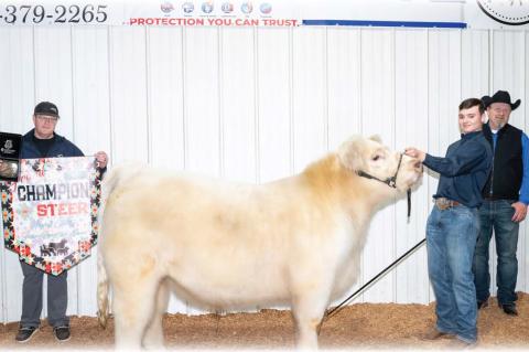 Moss FFA Member Lathan Rogers earned Grand Champion Market Steer and Champion Senior Cattle Showman