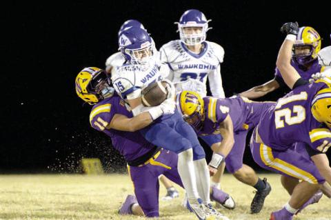 Noah Hare forces the turnover for the Outlaws.