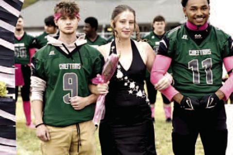 Adraya McLaud crowned Graham-Dustin Homecoming Queen by King Cheparney Hicks