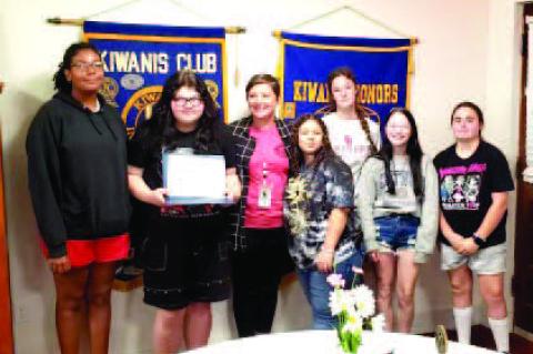 KEY CLUB MEMBERS ATTENDING THE KIWANIS MEETING TO SUPPORT ELIZABETH JOHNSON-SOTY ARE: