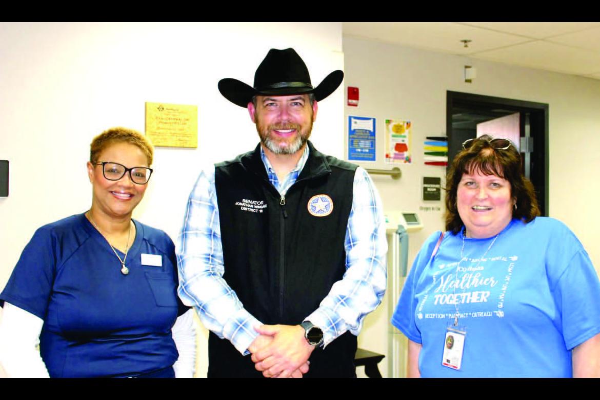 OKLAHOMA STATE SENATOR JONATHAN WINGARD, District 13, toured the East Central Oklahoma Family Health Center, Inc. location in Wetumka on Au - gust 7, 2025 during National Health Center Week. Senator Wingard is pictured above with (L) Gisela Loggins Willia