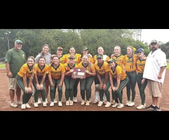LADY HORNETS PUNCH TICKET TO STATE!!! The Stuart Lady Hornets (25-11) are State Bound with District wins over Sasakwa and Regional wins over Pittsburg and Asher. Stuart will play at Firelake in Shawnee on Wednesday, May 7th. Pictured are: Front row (l to 